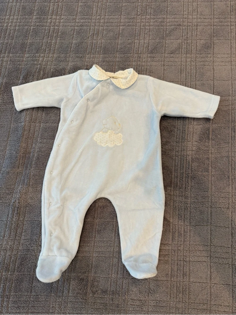 Baby Blue One-Piece Footed Romper with Peter Pan Collar